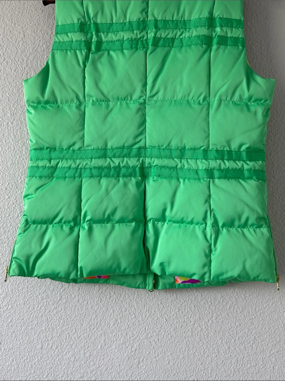Lilly Pulitzer Kate green floral puffer vest large - Picture 9 of 14